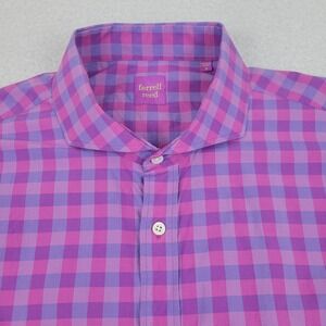 Ferrell Reed Mens 18 Plaid Button Down Long Sleeve Dress Shirt Purple Pink